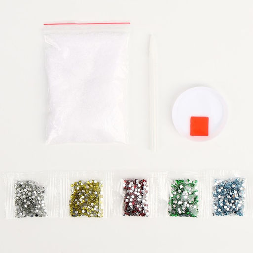 Алмазная мозаика на новый год для детей с частичным заполнением в рамке с растущим снегом Снеговик