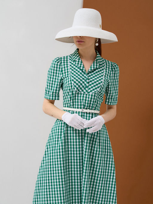 Платье хлопок клетка зелено-белая - Tantino фото 6