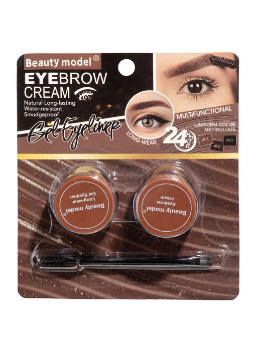 Beauty model Набор 2 в 1 подводка для глаз и тени для бровей водостойкие, тон 01