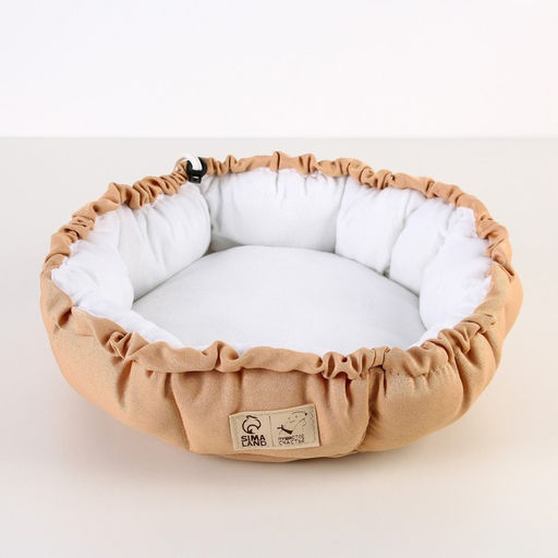 Лежанка для кошек и собак двусторонняя бежевая, 50-30х12 см - Пушистое счастье фото 2