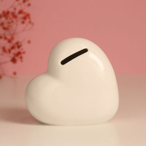 Копилка для денег Сердце. На постройку будущего, керамика, бела, я 10.5?5?9.5 см