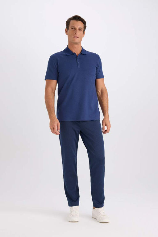 Slim Fit Dar Kesim Basic Duz K?sa Kollu Polo Tisort - Defacto фото 3