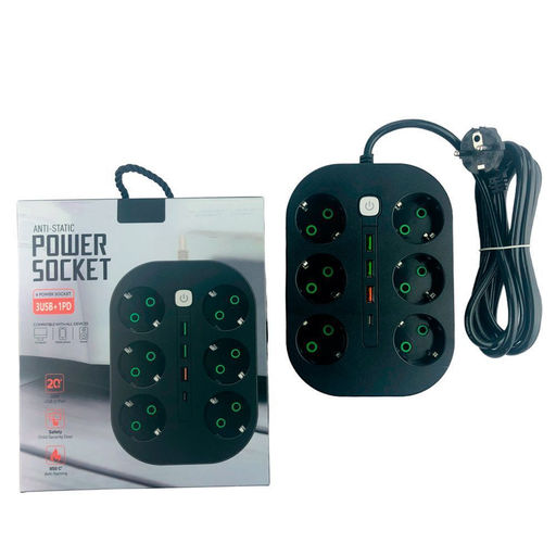 Удлинитель сетевой Buro RA49815 6 розеток 3 USB 1 Type-C кабель 2 м  фото 2