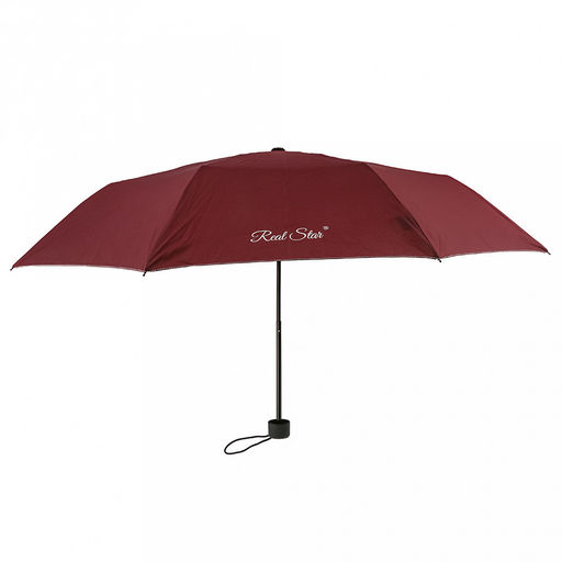 Зонт механический Моно с серебром ткань эпонж (полиэстер), 8 лучей, д/купола 92см, 3 сложения, 23,5см в сложенном виде, ручка с антискользящим покрытием, бордовый с серебряной нитью, 286гр (Китай) - Домашняя мода фото 2
