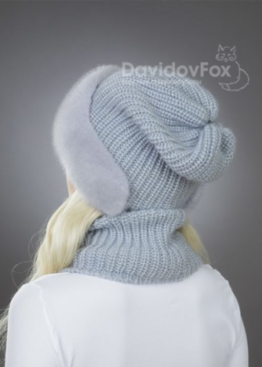 Шапка Ника норка трикотаж сапфир