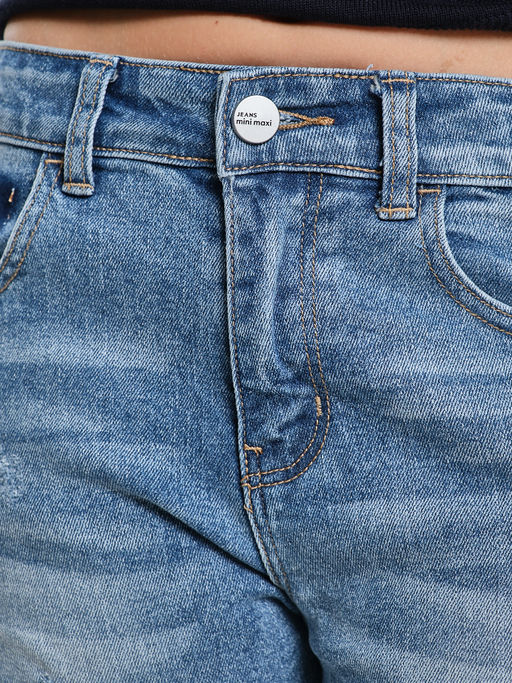 Джинсы синие для девочки 33-1041 синий - Mini maxi фото 5