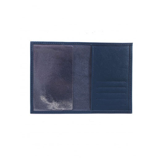 Обложка для паспорта Croco-П-405 (5 кред карт) натуральная кожа синий бергамо (47) 264834  фото 2