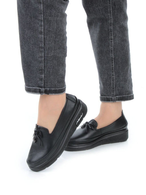 03-5318 BLACK Полуботинки женские (натуральная кожа)