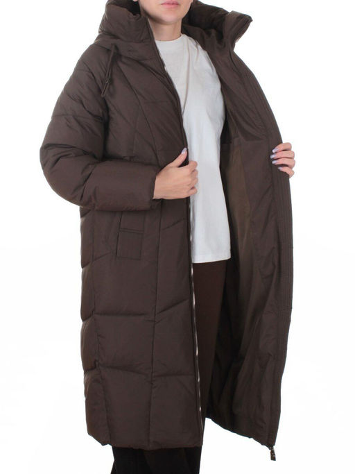 8855 BROWN Пальто зимнее женское (200 гр. холлофайбер)