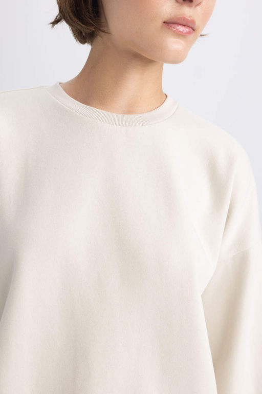 Толстый свитшот оверсайз с круглым вырезом - Defacto фото 4