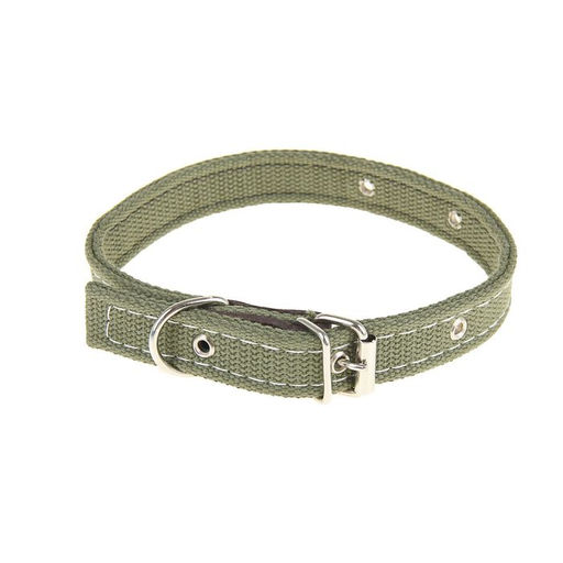Ошейник брезентовый двухслойный, 50 х 2 см, ОШ 25-45 см, тёмно-зелёный - Пижон фото 2