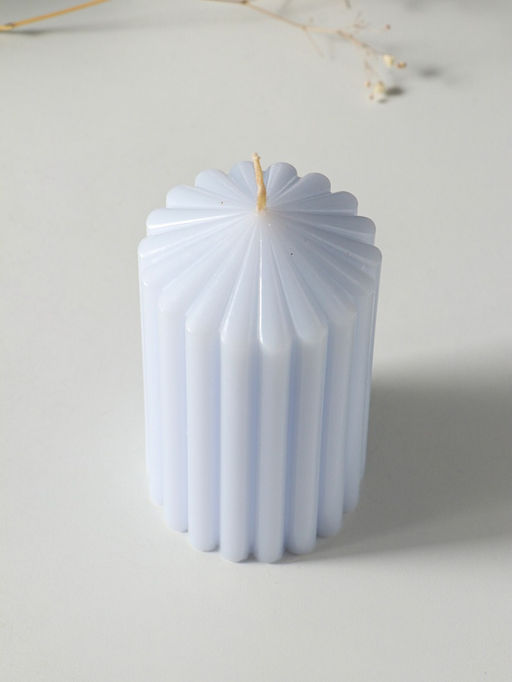 Свеча - цилиндр 7×14 см, 370 г, рифлёная, лаванда