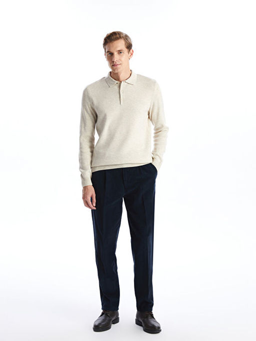 Polo Yaka Uzun Kollu Erkek Triko Kazak