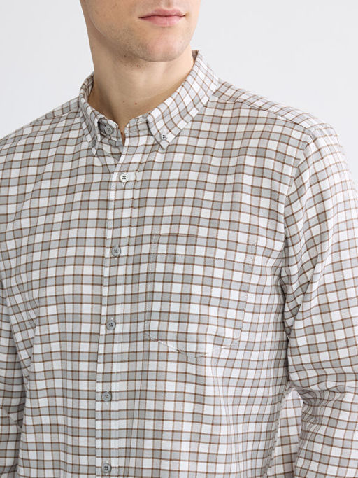 Regular Fit Ekose Gabardin Erkek G?mlek