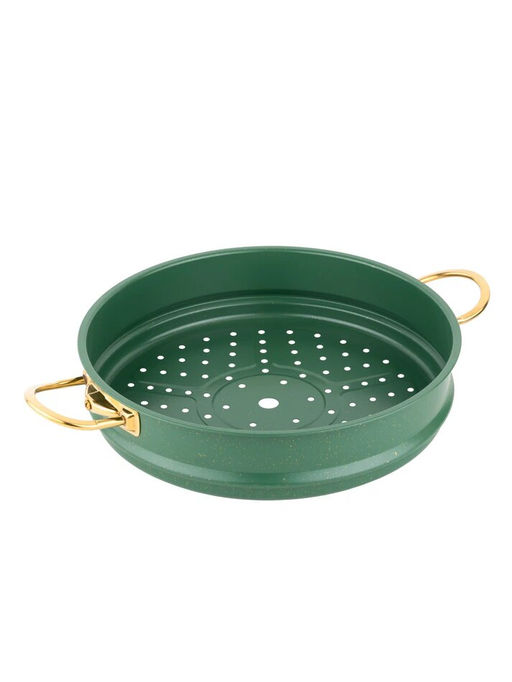 Мантоварка с крышкой стеклянной 28х10 см (5,8 л) с АПП, цвет: оливковый/золотой, арт. 4000-OLV/GD-28 - D.L.K. фото 3