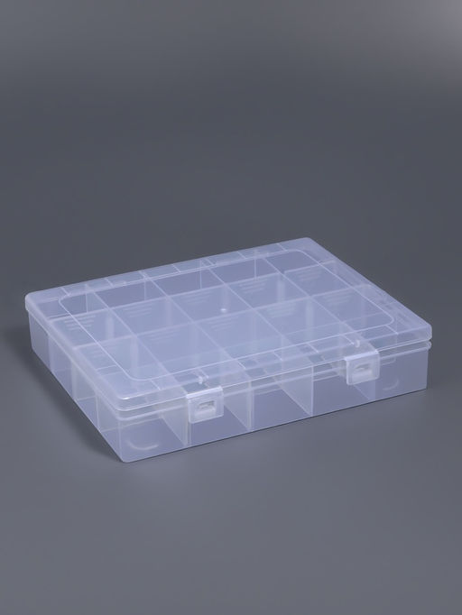 Органайзер для хранения мелочей, передвижные ячейки, 20 ячеек, 20.8×17.5×4 см, прозрачный