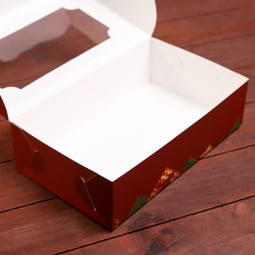 Цена за 2 шт. Коробка подарочная складная с окном «С Новым годом!», 25×15×7 см