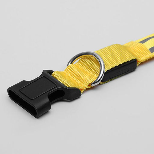 Ошейник с подсветкой Двойная полоса размер L, ОШ 45-52 х 2,5 см 3 режима свечения жёлтый - Пижон фото 5