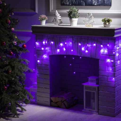 Гирлянда Бахрома 3?0.5 м, IP20, тёмная нить, 80 LED, свечение фиолетовое, 8 режимов, 220 В - Luazon lighting фото 2