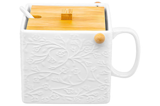 Банка д/сыпучих продуктов с бамбуковой крышкой 1000 мл 16,5*15*12 см Веточки-цветочки + ложка - Elan gallery фото 13