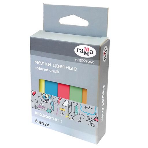 Набор мелков цветных ГАММА 6шт. (140120201) квадратные, мягкие