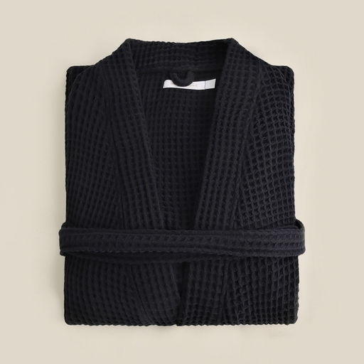 Халат вафельный женский SL HOME: Boho «Дарк Маре», размер L, хлопок 100%, чёрный