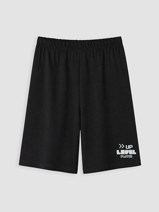 Regular Fit Bask?l? Erkek ?ocuk 2li Pijama Alt?
