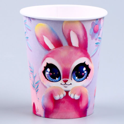 Набор бумажной посуды Зайка: 6 тарелок, 1 гирлянда, 6 стаканов, 6 колпаков - Страна карнавалия фото 6