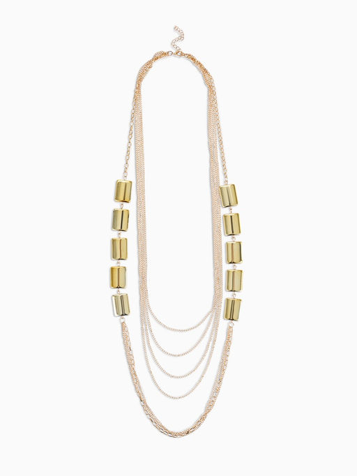 Набор 2 предмета: серьги, бусы Унисон прямоугольники, цвет золото, 80 см