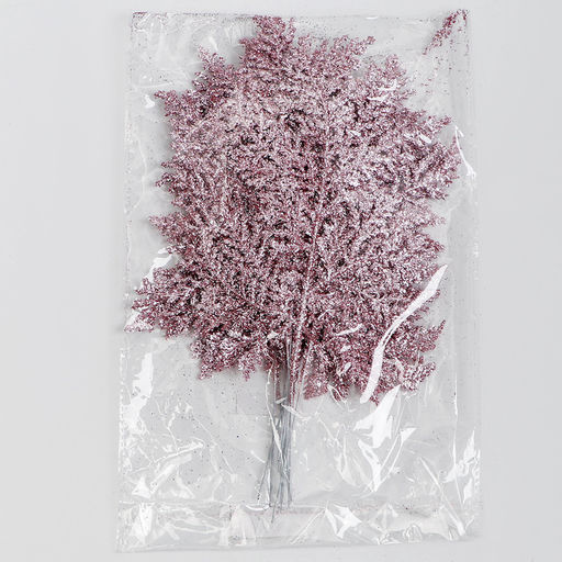 Цена за 10 шт. Ветка декоративная новогодняя Изумление, розовая, 0.3?12?28 см