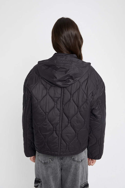 Водонепроницаемое стеганое пальто с капюшоном Relax Fit - Defacto фото 7