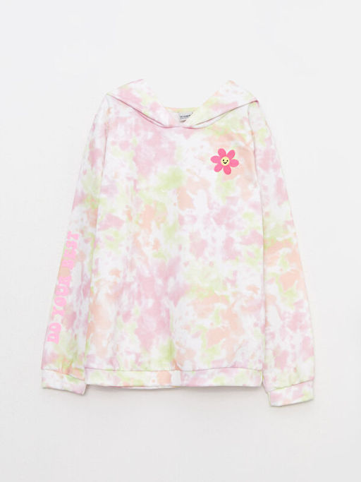 Kap??onlu Batik Desenli Uzun Kollu K?z ?ocuk Sweatshirt ve E?ofman Alt? - Waikiki фото 2