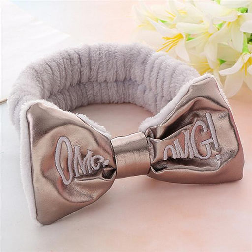 Плюшевая повязка для волос OMG ,цвет серый .