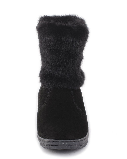 Унты женские на литой подошве. Черные., Черные. Замша. Короткие. Молния.