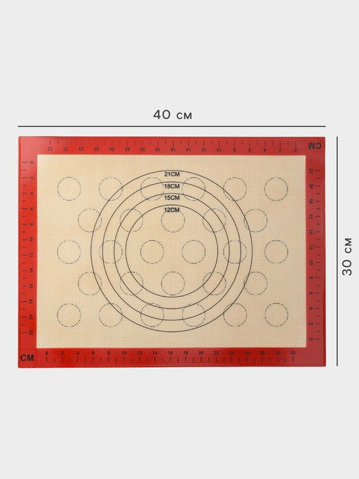 Коврик для выпечки и раскатки теста с разметкой «Пекарь», армированный, двусторонний, силикон, 30×40 см, бежевый