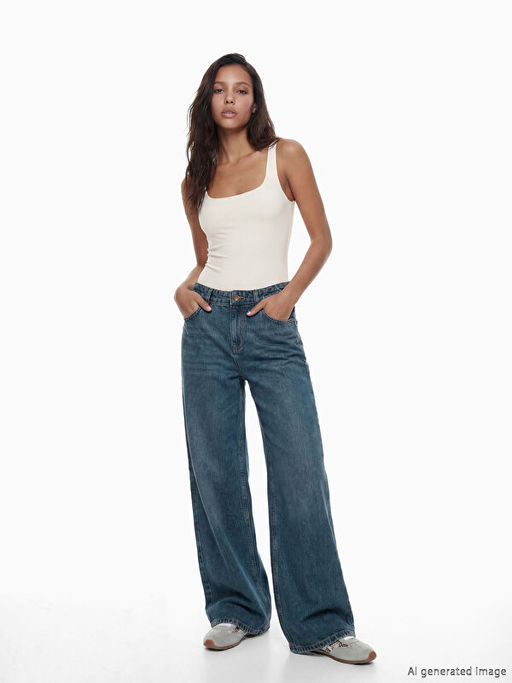 Wideleg Kad?n Jean Pantolon