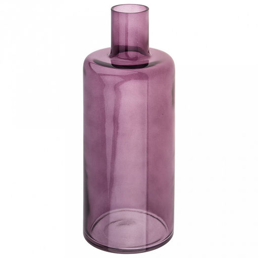 Ваза для цветов стеклянная "Бутылочная" 2,4л, д12см, h30см, средняя, форма "бутылка", "Баклажан" (Россия)