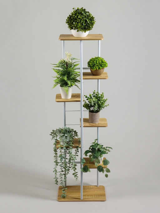 Подставка для цветов Greengo, 7 полок, 36×23×120 см, напольная, каркас металл, полки МДФ, белая