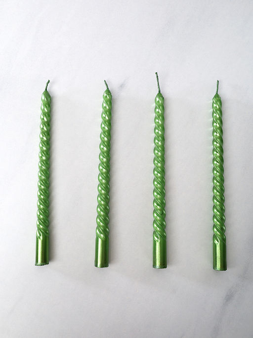 Свеча стержень 4 штуки 20 см витая глянец / MG-104 /уп 144/ зеленая - ГалеонТрейд фото 7