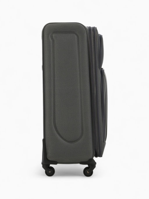 Чемодан на колёсах большой 97 л (L), на молнии, с увеличением, кодовый замок, 4 колеса, серый