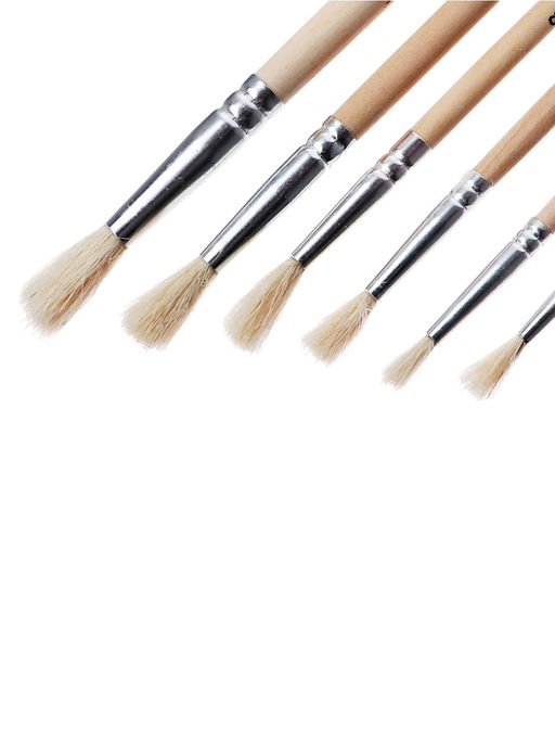 Набор кистей для рисования, коза, 6 штук: № 2, 4, 6, 8, 10, 12, круглые, деревянная ручка, международный размер