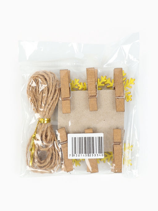 Цена за 2 шт. Прищепки декоративные новогодние Снежинки золотые, 6 шт.