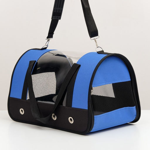 Сумка - переноска для животных Панорамная, с окном, 46 х 28,5 х 30 см, синяя - Пижон фото 3