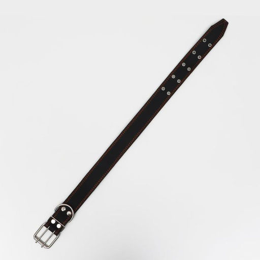 Ошейник кожаный на синтепоне, 82 х 4.5 см, ОШ 50-70 см, чёрный - Пижон фото 3