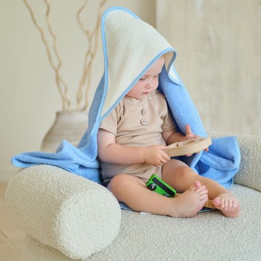 Полотенце уголок махровое Крошка Я, 75х75 см, цвет молочный/голубой, 100% хлопок, 360 г/м2  фото 13