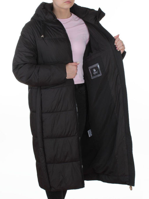 8891 BLACK Пальто зимнее женское (200 гр. холлофайбер)