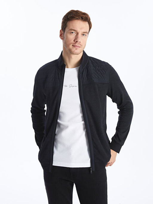 Dik Yaka Uzun Kollu Erkek Fermuarl? Sweatshirt