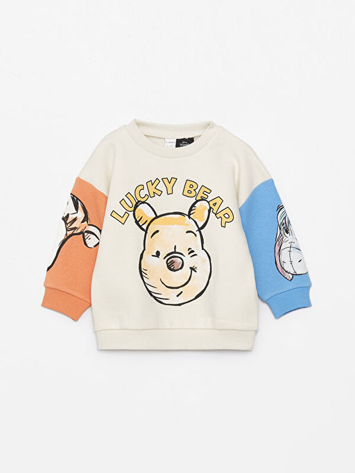 Bisiklet Yaka Uzun Kollu Winnie the Pooh Bask?l? Erkek Bebek Sweatshirt ve Pantolon 2li Tak?m - Waikiki фото 2