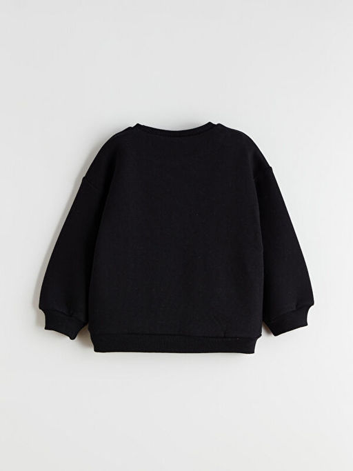 Fiyonk Bask?l? K?z ?ocuk Kal?n Sweatshirt