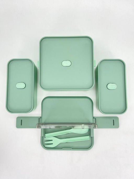 Ланчбокс "Sistem lunch", зелёный, 2 яруса, 3 отделения (1800 мл)